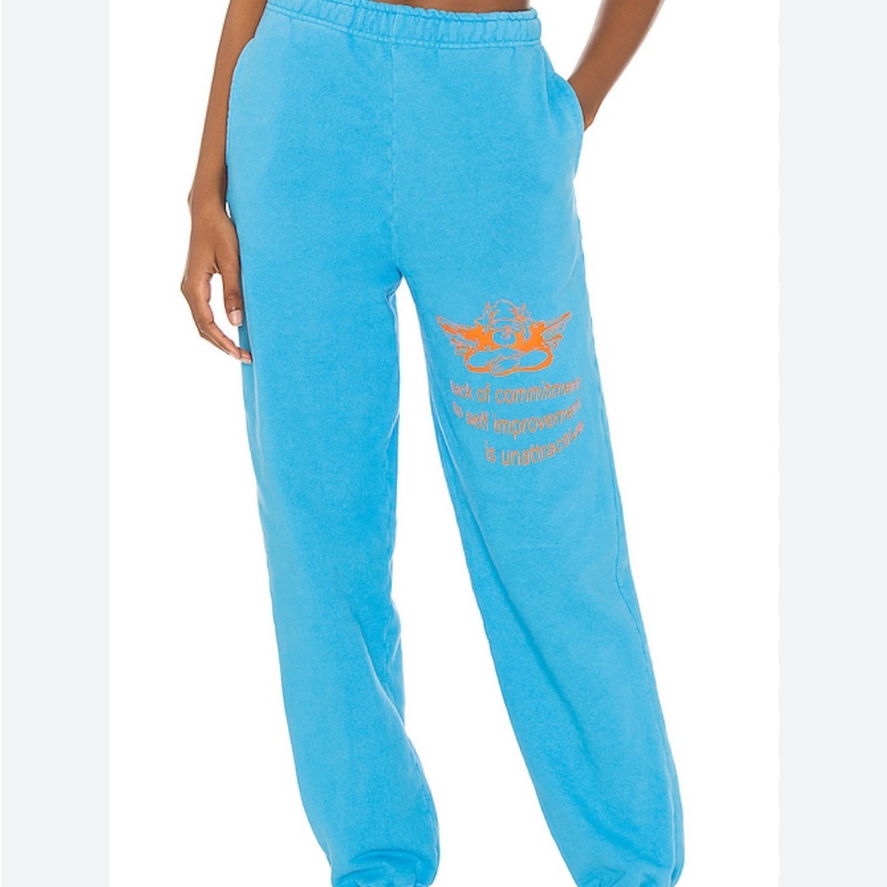 Boys Lie Blue Track Pants with Orange Graphic